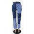 Mid Waisted Women's Jeans Patchwork Jeans Long Straight Pants